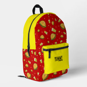 Burgers pattern printed backpack