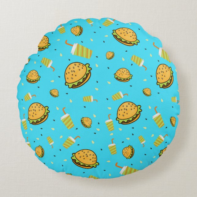 Burgers pattern round cushion (Front)