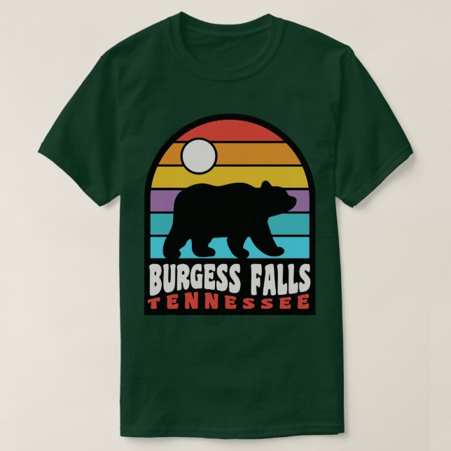 Burgess Falls State Park Hiking Tennessee Bear Ret T-Shirt (Design Front)