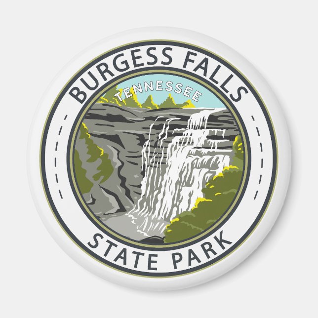 Burgess Falls State Park Tennessee Badge Magnet (Front)