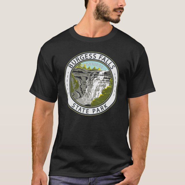 Burgess Falls State Park Tennessee Badge T-Shirt (Front)