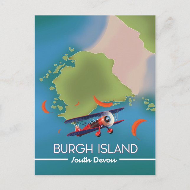 Burgh Island Devon travel map Postcard (Front)