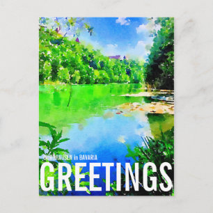 Burghausen Wöhrsee Bavaria Greeting Aquarelle Postcard