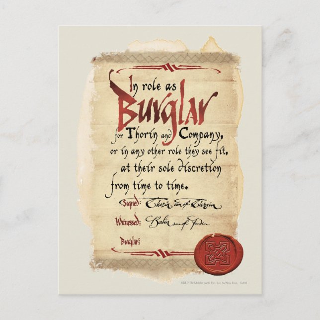 Burglar Contract Postcard (Front)