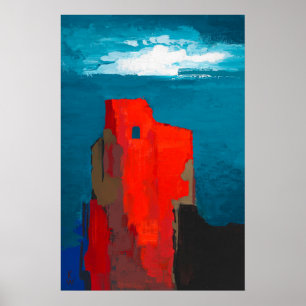 Burgruine (The Castle Ruins) Vibrant Abstract Art Poster