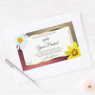 Burgund Gold Glitter White Product Labels Add Logo