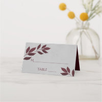 Burgund Leaves on Grey Elegant Wedding Write-In