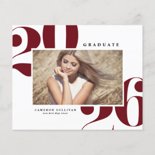 Burgundy 2025 Bold Typography Photo Graduation