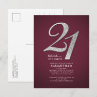 Burgundy 21st Birthday Sliver Glitter Daughter