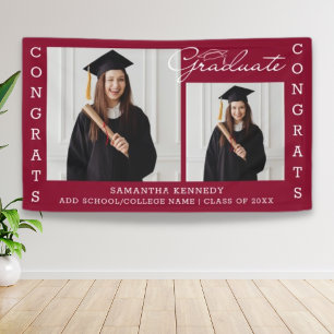 Burgundy 2 Photo Collage Congrats Grad  2023   Banner
