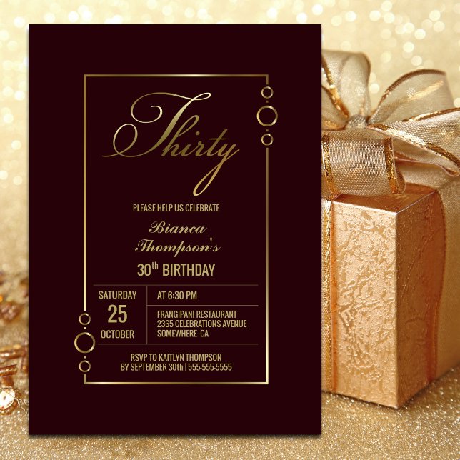 Burgundy 30th Birthday Party Invitation (Creator Uploaded)