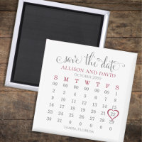 Burgundy 6 Rows Calendar Save the Date Wedding