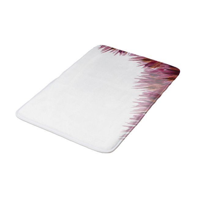 Burgundy Abstract Flowers Watercolor Hand-painted Bath Mat (Angled)
