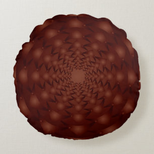 Burgundy abstract pattern. Traditional ornaments. Round Cushion