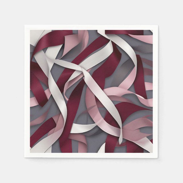 Burgundy Abstract Ribbon Napkin (Front)