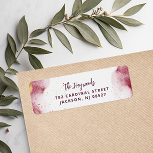 Burgundy Abstract Watercolor Return Address