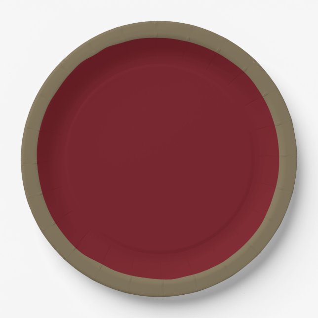 Burgundy Accent Colour Ready to Customise Paper Plate (Front)