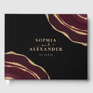 Burgundy agate guest book