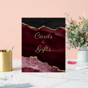 Burgundy Agate Wedding Cards Gifts Acrylic Sign