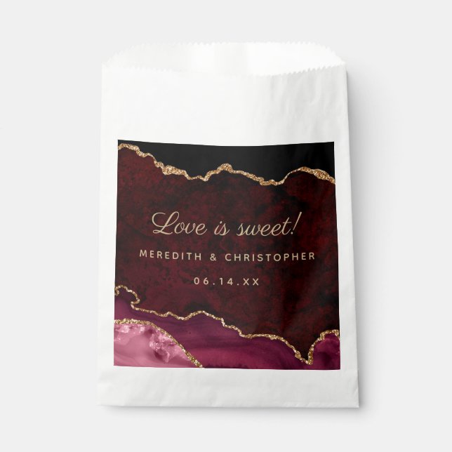 Burgundy Agate Wedding Favour Bags (Front)