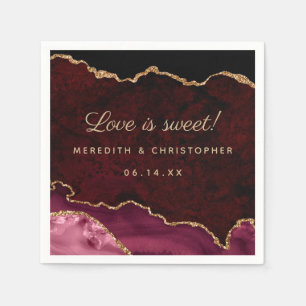 Burgundy Agate Wedding Napkin