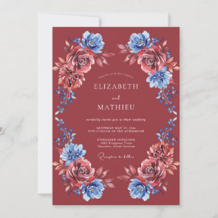 Burgundy Alluring Botanical Wedding Invitation
