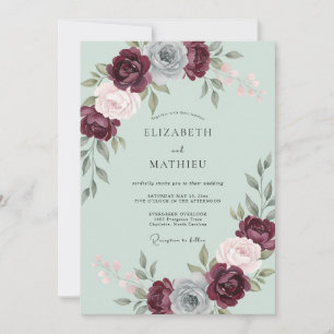 Burgundy Alluring Rose Wedding Invitation