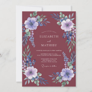 Burgundy Amethyst Blossom Wedding Invitation