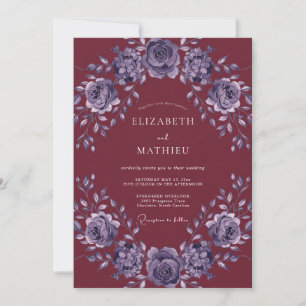 Burgundy Amethyst Petal Wedding Invitation