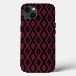 Burgundy and black diamond pattern Case-Mate iPhon iPhone 13 Case
