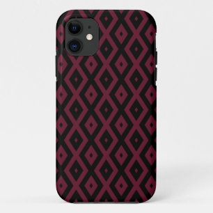 Burgundy and black diamond pattern Case-Mate iPhone case