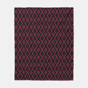 Burgundy and black diamond pattern fleece blanket