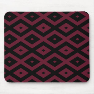 Burgundy and black diamond pattern mouse pad