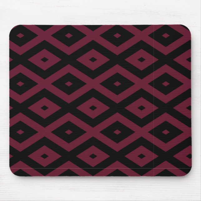 Burgundy and black diamond pattern mouse pad (Front)