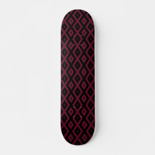 Burgundy and black diamond pattern skateboard