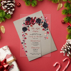 Burgundy AND BLACK floral rehearsal dinner invite Acrylic Invitations