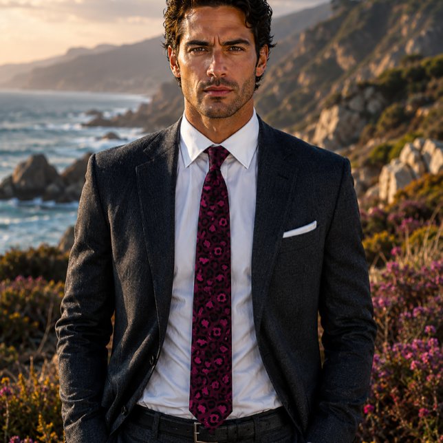 Burgundy and Black Leopard Print Tie (Creator Uploaded)