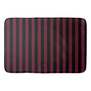 Burgundy and black stripes bath mat