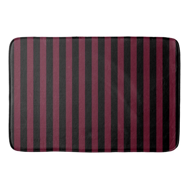 Burgundy and black stripes bath mat (Front)