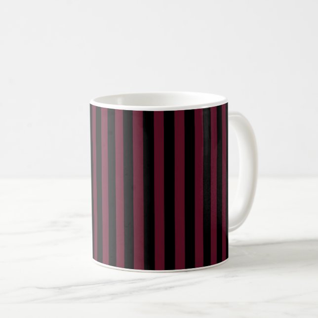 Burgundy and black stripes coffee mug (Front Right)