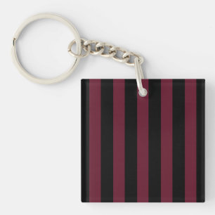 Burgundy and black stripes key ring