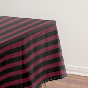 Burgundy and black stripes tablecloth