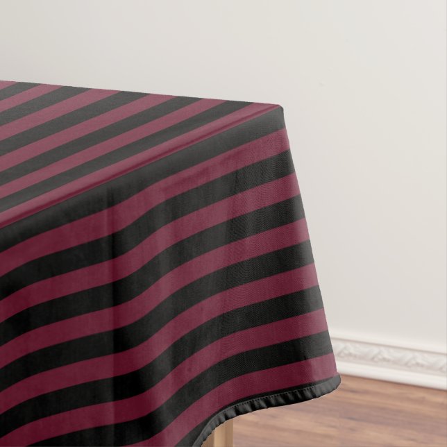 Burgundy and black stripes tablecloth (In Situ)