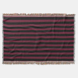 Burgundy and black stripes throw blanket