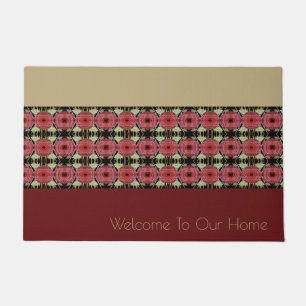 Burgundy And Black With Beige Doormat