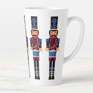 Burgundy and Blue Nutcrackers with Drums Latte Mug