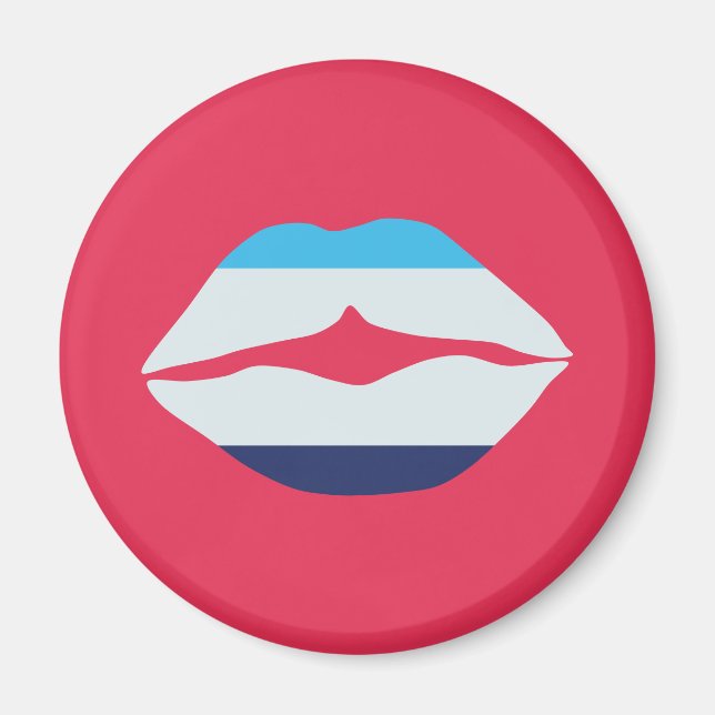 Burgundy And Blue Striped Lips Magnet (Front)