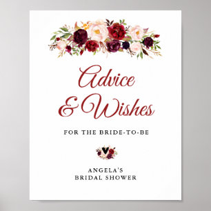 burgundy and blush advice and wishes sign