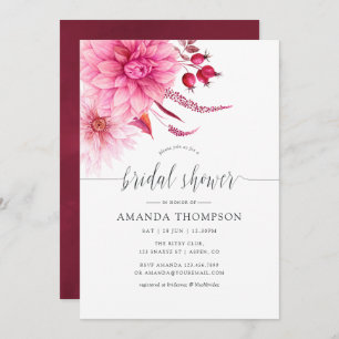 Burgundy and Blush Autumn Fall Bridal Shower Invitation