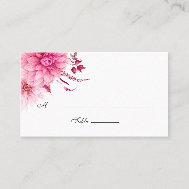 Burgundy and Blush Autumn Fall Wedding Place Card (Front)